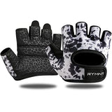 RYMNT Minimal Weight Lifting Gloves,Short Micro Workout Gloves Grip Pads with Full Palm Protection & Extra Grip, Tie Dye Ink-Medium