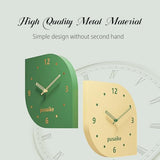 Green Yellow Silent Non-Ticking Corner Wall Clock, 12 Inch Mid Century Modern Double Sided Decorative Metal Battery Operated Unique Wall Decor for Living Room Bedroom House Warming Gifts New Home