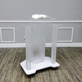 FixtureDisplays® Acrylic Podium Wood Pulpit Large Lecterm for Church School Conference Plexiglass