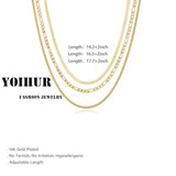 YOIHUR Gold Layered Necklaces for Women, 14K Gold Plated Dainty Necklace Chain Choker Necklaces Herringbone Necklace Set Gold Jewelry Gift for Women
