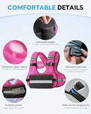 TAEVNO Adjustable Weighted Vest for Women Men, 6-12lb Comfort Fit - U-Shaped Ergonomic Weight Vest with 6 Removable Iron Sandbags, Large Front Mesh Pocket & Reflective Strips, Ideal for Running, Walking, Strength Training, HIIT, Cardio Workouts（Pink）