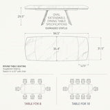 Honyee Extendable Dining Table with Leaf, 65 to 95 Inch Rectangular Sintered Stone, Modern Large Dining Room Table