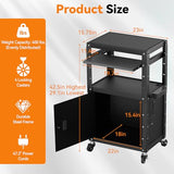Mobile AV Cart - Adjustable Height Computer Cart with Cabinet