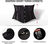 SHAPERX Women's 26 Steel Boned Corset Heavy Duty Waist Trainer Corset Shaper Breathable Mesh Slimming Trimmer Cincher,SZ1997-2-Black-M