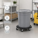 Getzi 8 Pack 20 Gallon Gray Round Commercial Trash Can with Lid and Dolly