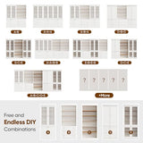Vyre 70.8" Tall White Bookshelf, Farmhouse Modular Bookcase with 6-Tier Adjustable Shelves