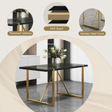 CTPNMCIN Modern Dining Table Set for 6, 55'' Gold Dining Room Table