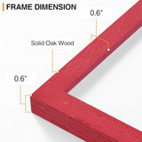 decorUhome Solid Oak Wood 12x16 Picture Frame, Display 11x14 Picture with Mat or 12x16 Poster without Mat, Wall Mounting Photo Frame, Red, 1 Pack