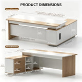 SimpArt Executive Desk with Storage Cabinet, Modern Office Desk