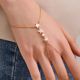 YOIHUR 925 Sterling Silver Finger Ring Bracelet Hand Chain for Women, Rose Gold Plated Adjustable Hand Chains, Stack Jewellery Star Hand Jewelry Gifts for Women, 2" to 2.4" Extend