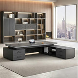 Modern L Shaped Executive Desk with Combination Lock Drawer, 71 inch Large Single Office