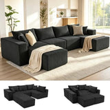 135.4" Modular Boneless Couch, Sectional Couches for Living Room, Black