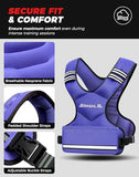 BAGAIL Adjustable Weighted Vest for Men 20-32lb, Comfortable U-Neck Rucking Vest with 6 Removable Weights, Storage Pocket and Reflective Strips for Strength Training, Blue