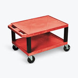WT16RE-B 16" H AV Cart, 2-Shelf Electric Rolling Utility Cart with 3-Outlet Power Strip and 15' Cord, 4" Locking Casters,