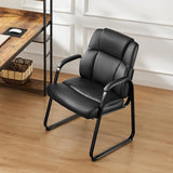 Office Desk Guest Chair Set of 8, Leather Waiting Room Chairs with Padded Arms for Elderly Home