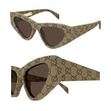 Gucci GG2019S Runway Monogram Pattern Cat-Eye Shape Sunglasses with Luxury Eyewear Kit