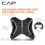 CAP 8LB Weighted Vest Purple – Unisex Workout Vest with Reflective Stripes, Phone Pouch, and Adjustable Fit for Walking, Running, Cardio, Strength Training