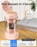 Zmol Electric Pencil Sharpener, Pink Bunny Pencil Sharpener for Colored Pencils, Auto in & Out