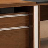 LSIGHTUS 94" Brown Modern L Shaped Executive Desk, Wood Computer Desk