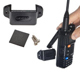 UAYESOK Ham Handheld Radio Holder, Walkie Talkie & Speaker Mic Vehicle Car Clip Mount Bracket, Adhesive Back Screw Fixation(Black)