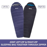 QEZER Down Mummy Sleeping Bag for Adults, 3 Season Lightweight Compact for Camping Backpacking Hiking, 45°F to 18°F Sleeping Bag with 600 Fill Power Down