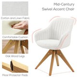 Art Leon Mid Century Modern Swivel Accent Chair - Fabric Upholstered Armchair