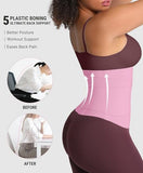 FeelinGirl Womens' Waist Trainer Tummy Control Waist Cincher Trimmer Belt with Hooks Steel Bones Slim Body Shaper Pink