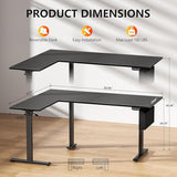 L Shaped Electric Standing Desk,63 Inch Adjustable Height Sit to Stand Corner Desk with Memory Presets