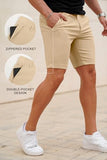 GINGTTO Mens Casual Shorts Summer with Zipper Pockets Khaki Golf Shorts Men Elastic Waist Bermuda 30
