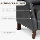 KISLOT Faux Leather Pushback Recliner Chair with Rivet Trim, Vintage Manual Accent Armchair