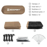 Bessport Camping Tent for 3 Person, Lightweight Backpacking Tent Waterproof Windproof Two Doors Easy Setup Double Layer Outdoor Tents for 3 to 4 Seasons, Suitable for Outdoor,Hiking,Camping