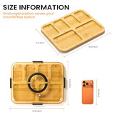 Charcuterie Board with Clear Lid, Portable 6-Compartment Cheese & Snack Tray, Reversible Bamboo Cutting Board, Secure Latch Closure for Picnics, Parties & Light Travel, Housewarming Gift