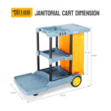 Commercial Traditional Cleaning Janitorial 3-Shelf Cart, 500 Lbs Capacity Housekeeping Cart,