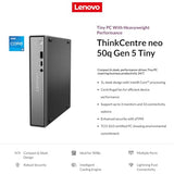 Lenovo ThinkCentre neo 50q Gen 5 Mini Desktop PC, Intel Core i5-13420H 8-Core, 8GB DDR5 RAM, 512GB SSD, WiFi 6E, Bluetooth 5.3, Dual Display, USB-C, Windows 11 Pro - Business Office Remote Work