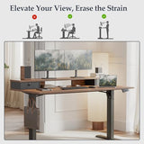 63 Inch Electric Standing Desk with Drawers, Adjustable Height Small Sit Stand Desk for Home Office
