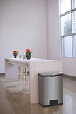 Rubbermaid Commercial Slim Jim Stainless Steel Front Step-On Wastebasket, 24 gal, Black Trim