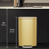 Kitchen Trash Can with Lid Soft Close, 13 Gallon / 50L Stainless Steel Pedal Garbage Can