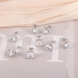 Sterling Silver Stud Earrings for Men Women 18K White Gold Hypoallergenic Cubic Zirconia Earrings Big Large Simulated Diamond Halo Stud Earrings for Men 4 Pairs