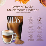 Atlas+ Latte Mushroom Coffee Superblend– Premium Coffee with Collagen, Probiotics, D3 & B12, Lion’s Mane, Reishi, Cordyceps, Coconut– for Energy, Focus, Immunity & Gut Health– 40 Servings (2 Bags)