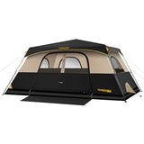 FanttikOutdoor Zeta C10 Pro Camping Tent 10 Person Instant Cabin Tent Setup in 60 Seconds with Rainfly & Windproof Portable with Carry Bag for Family Camping & Hiking, Khaki