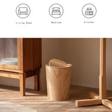 Natural Wood Trash Can with Swing Lid - Japanese Style Waste Bin for Bathroom