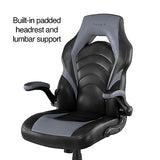 Emerge Vortex Bonded Leather Ergonomic Gaming Chair with Lumbar Support, High Back and Adjustable Tilt Lock, Black and Gray