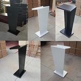 110cm Black Lectern Podium Stand Adjustable Wooden Presentation Desk for Public Speaking Conferences