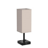 aooshine Fully Dimmable Nightstand Lamps Set of 2 - Table Bedside Lamp with USB C+A Charging Ports & 2 AC Outlets, Square Lamp Sets Linen Fabric Shade for Bedroom Living Room(Bulb Included)