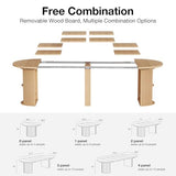 Round Dining Table, 38.6" to 110.2" Expandable Fluted Table for 2-12 People with Storage