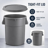 Getzi 7 Pack 44 Gallon Gray Round Commercial Trash Can with Lid