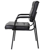 JupiterForce Waiting Room Chairs, Leather Office Reception Guest Chair No Wheels with Padded Arms Rest , Black