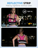 TAEVNO Adjustable Weighted Vest for Women Men, 6-12lb Comfort Fit - U-Shaped Ergonomic Weight Vest with 6 Removable Iron Sandbags, Large Front Mesh Pocket & Reflective Strips, Ideal for Running, Walking, Strength Training, HIIT, Cardio Workouts（Pink）