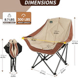 Northroad Folding Camping Chair,Oversized Portable Camping Chair w/Cup Holder,Heavy Duty Padded Lawn Chair for Outdoor, Tailgates, Beach, and Sports, Moca