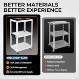 Height Adjustable AV Presentation Cart with Power Strip, Rolling Storage AV Carts for Video Projector, TV